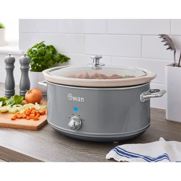 Retro Slow Cooker 6,5L avtagbar keramisk panna, vintage SWAN SF17031GRNEU 320W Grå 53708