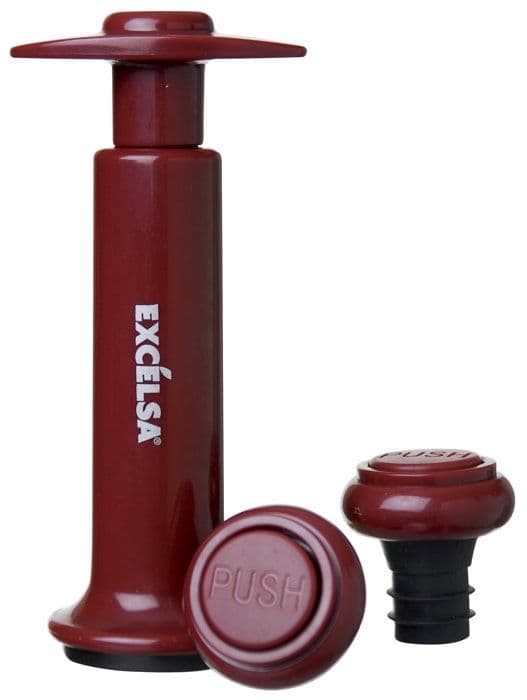 Excelsa - 42033 - Enoteque Vakuumpump, röd, med 2 återanvändbara korkar