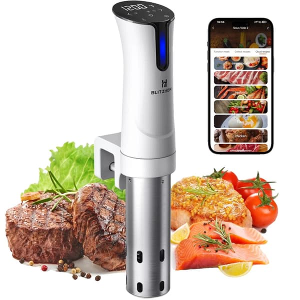 Blitzhome Sous Vide -keitin, 1100W teho, tyylikäs muotoilu,WIFI:llä, EU
