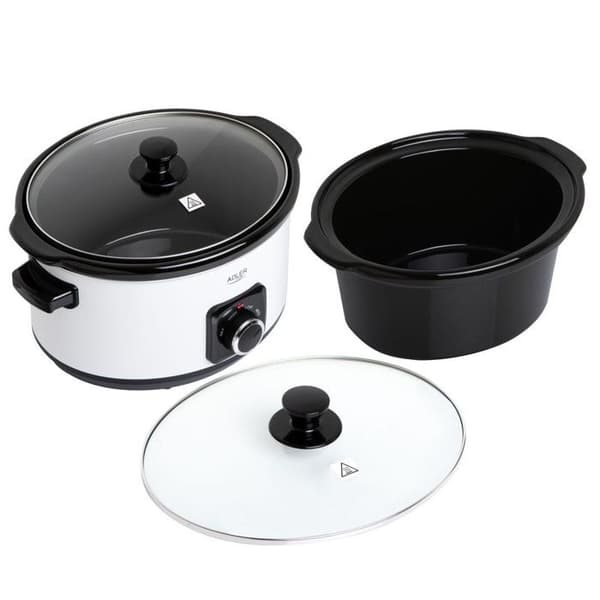 Adler Slow Cooker - Avtagbar keramisk holländsk ugn - 5,8L - Värmebeständiga bärhandtag