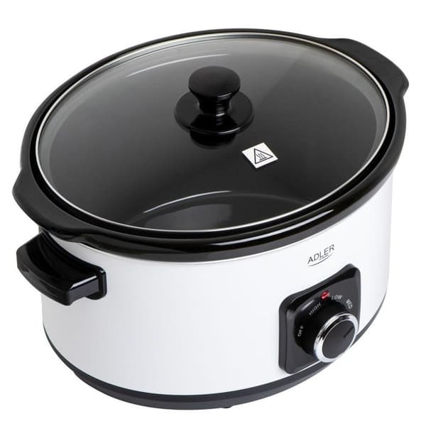 Adler Slow Cooker - Avtagbar keramisk holländsk ugn - 5,8L - Värmebeständiga bärhandtag