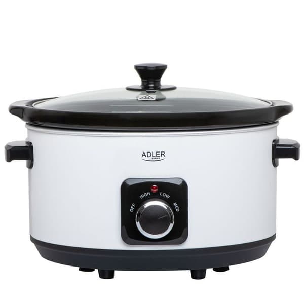 Adler Slow Cooker - Avtagbar keramisk holländsk ugn - 5,8L - Värmebeständiga bärhandtag