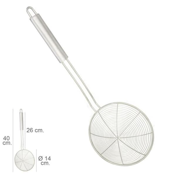 Wire Skimmer Rostfritt stål Ø 14 cm. Runt handtag 26 cm.