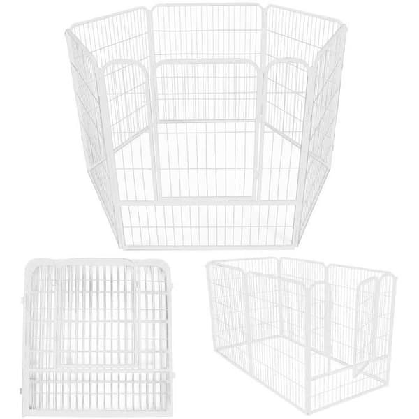 Modulärt hundhägn - Springos® - 6 delar - Fällbart - 184 cm x 94 cm - Vit metall