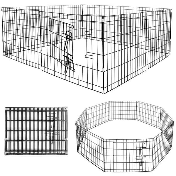 Hundhage - Springos® - Fällbar modell 8 delar - 155 cm diameter - 61 cm höjd - Svart metall