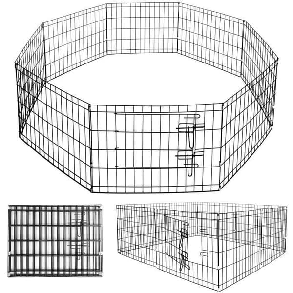 Hundhage - Springos® - Fällbar modell 8 delar - 155 cm diameter - 61 cm höjd - Svart metall