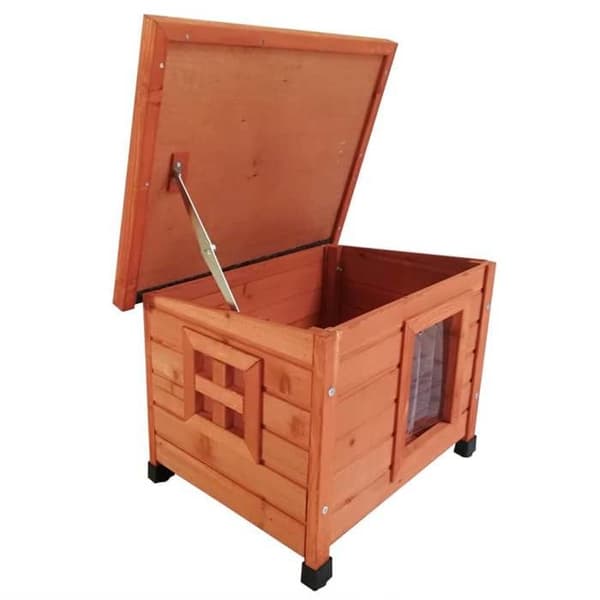 @Pet Maison för utomhuskatt XL 68,5x54x51,5 cm brun trä, gnagarhus, kattlåda i trä, hus för 446807