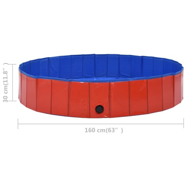 vidaXL Sammenleggbart hundebasseng rød 160x30 cm PVC