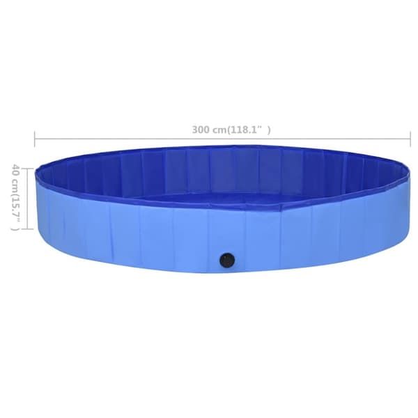 vidaXL Sammenleggbart hundebasseng 300x40 cm blå PVC