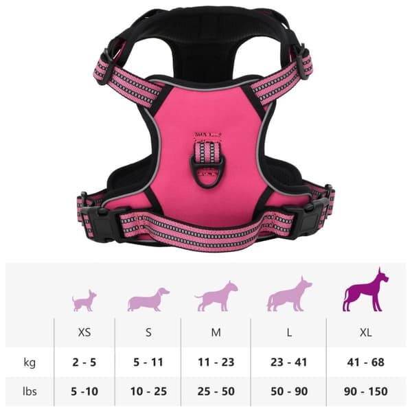 vidaXL Hundesele med reflekterende striper justerbar rosa XL