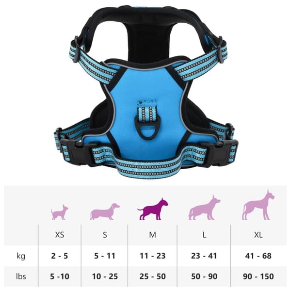 vidaXL Hundesele med reflekterende striper justerbar blå M