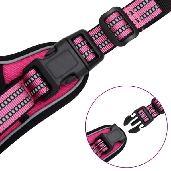 vidaXL Hundsele med koppel & krage Justerbar rosa M