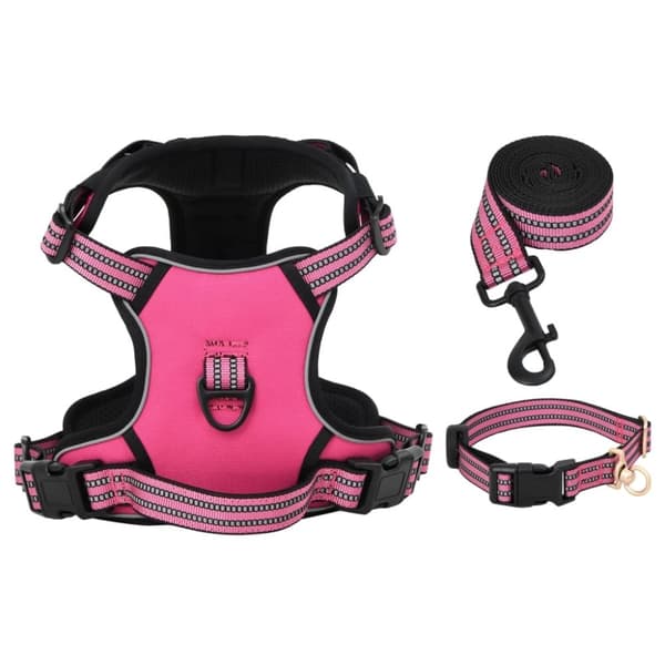 vidaXL Hundsele med koppel & krage Justerbar rosa L