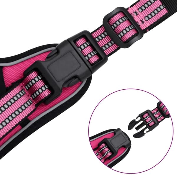 vidaXL Hundsele med koppel & krage Justerbar rosa L