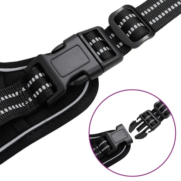 vidaXL Hundesele med reflekterende striper justerbar svart XL