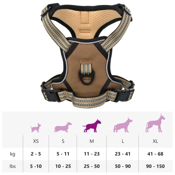 vidaXL Hundesele med reflekterende striper justerbar brun M