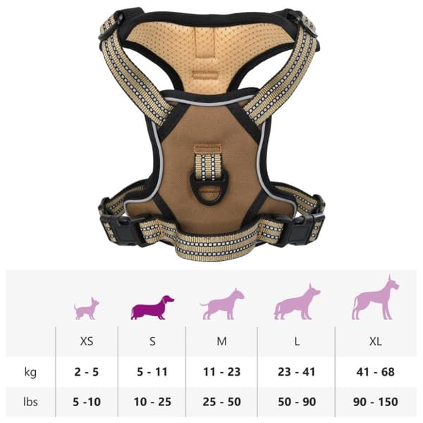 vidaXL Hundesele med reflekterende striper justerbar brun S
