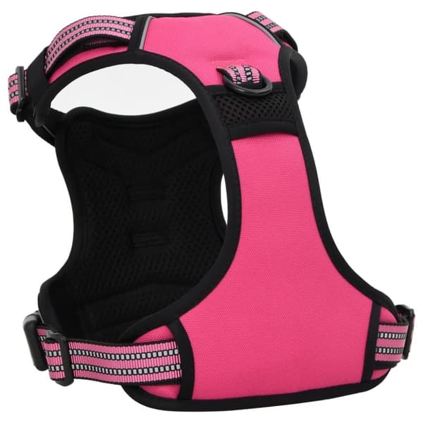 vidaXL Hundsele med reflekterande ränder Justerbar rosa S