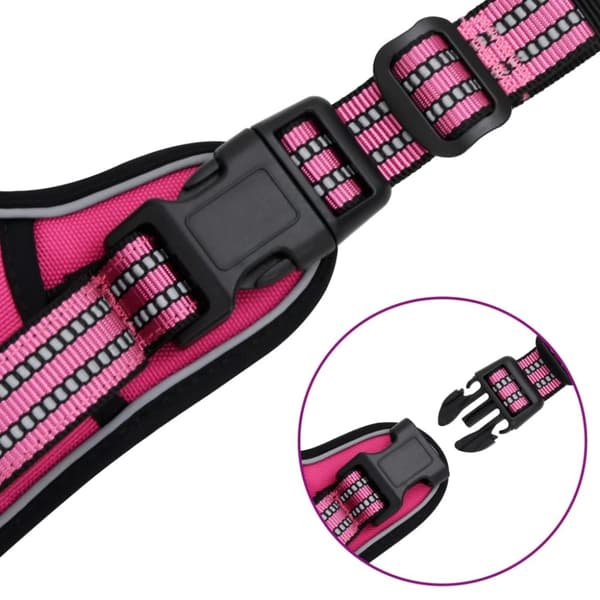 vidaXL Hundsele med reflekterande ränder Justerbar rosa S