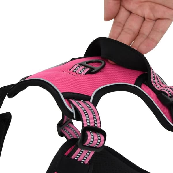 vidaXL Hundsele med reflekterande ränder Justerbar rosa S