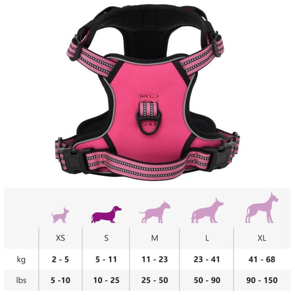 vidaXL Hundsele med reflekterande ränder Justerbar rosa S