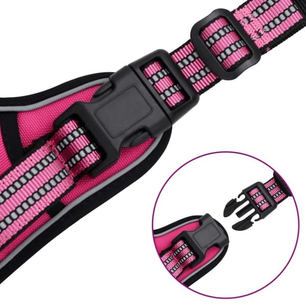 vidaXL hundesele med refleksstriber str. L justerbar pink