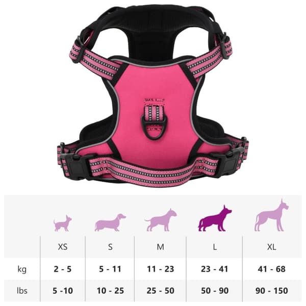 vidaXL hundesele med refleksstriber str. L justerbar pink