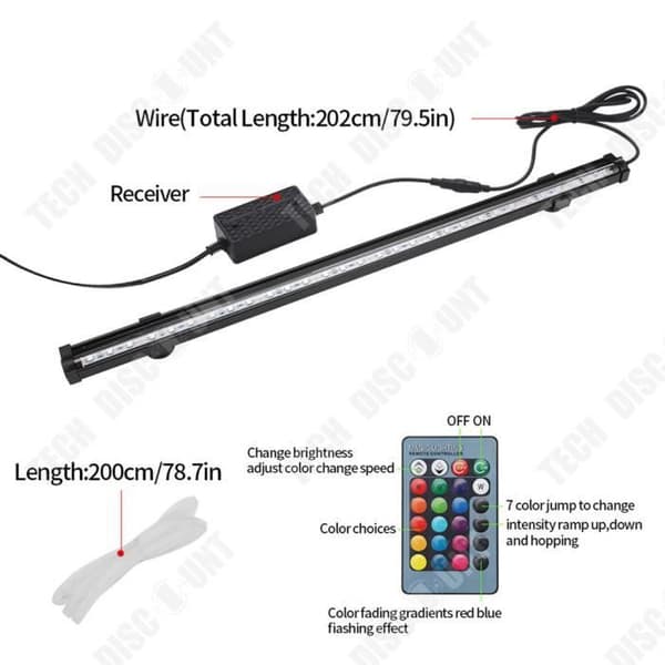 TD® Aquarium Light LED Aquarium Light Dekoration Fjärrkontroll Färgglad färgskiftande bälte Fjärrkontroll Light Waterproof