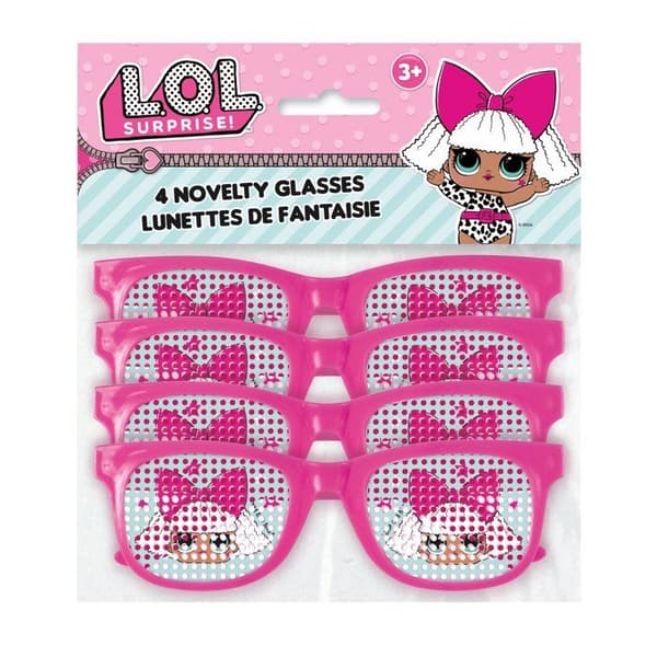 4 St UV-glaser med rosa prickar LOL Surprise - Rosa
