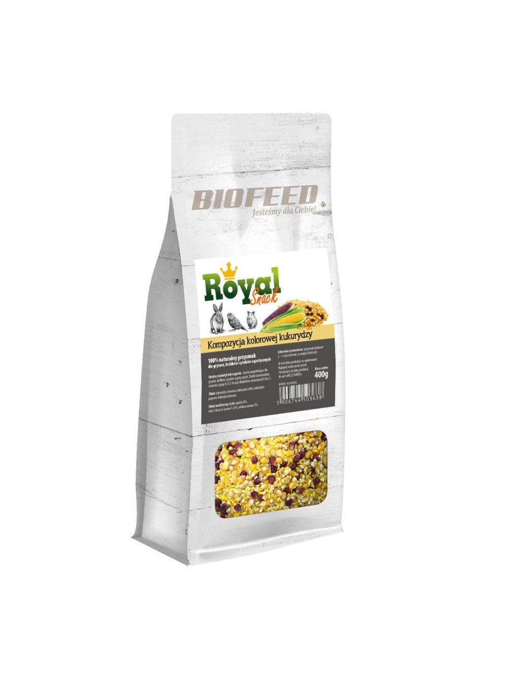 Biofeed Royal Snack - Färgglada Corn 400g