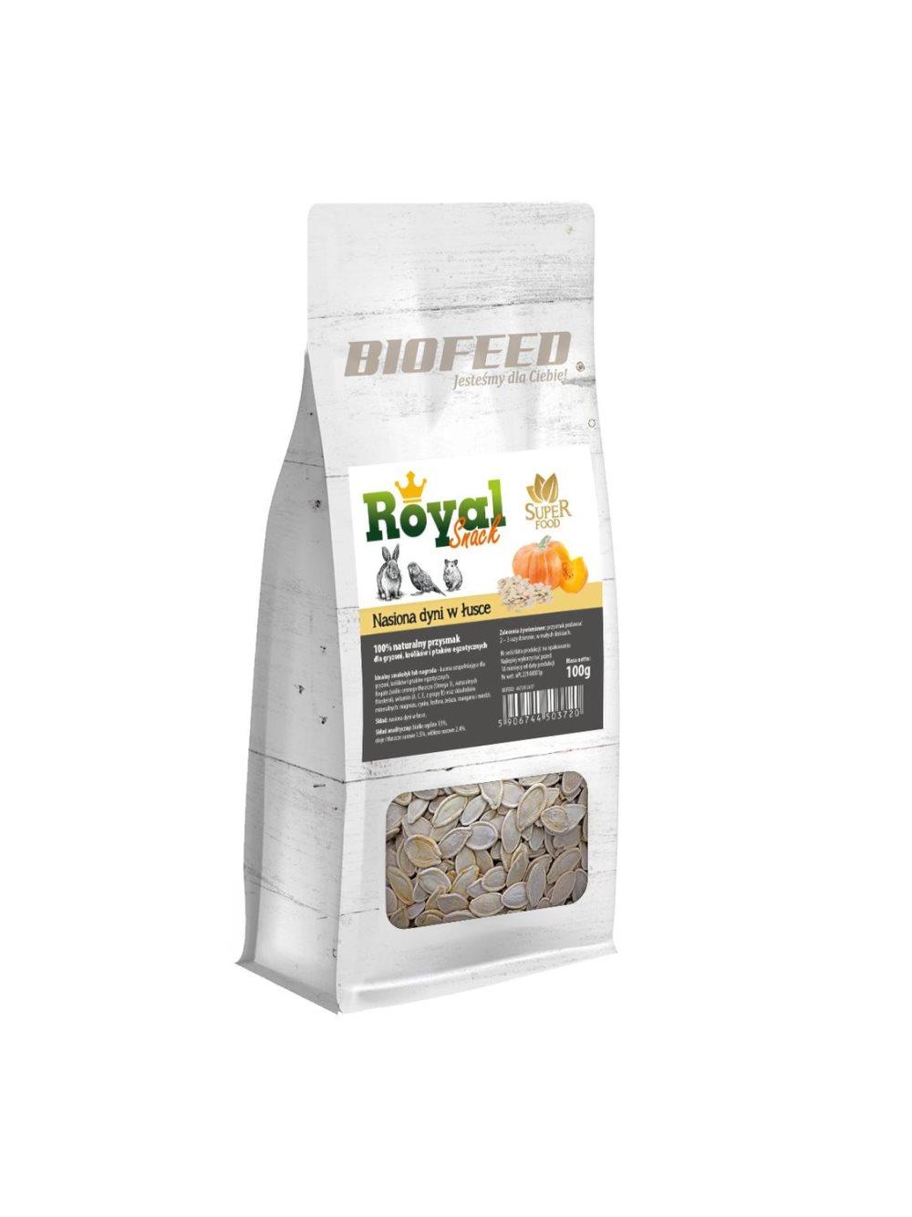Biofeed Royal Snack Superfood - Pumpa frön i ett 100g skal