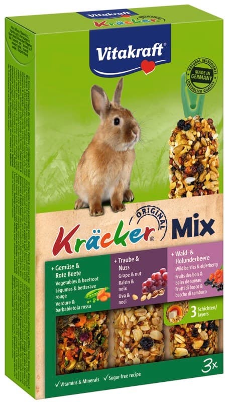 VITAKRAFT KRACKER skovfrugter/valnødder/grøntsager - godbidder til kaniner - 3 stk.