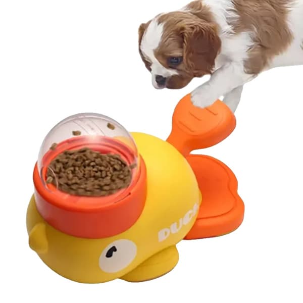 Hundpusselmatare, Anka Design, Trämaterial, Interaktiv Leksak,Gul