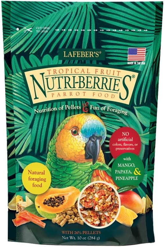 Lafeber NutriBerries Tropical Fruit - Mat: spannmål med tropisk frukt i form av bollar för medelstora och stora papegojor 28g PROV