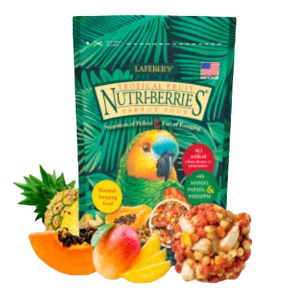 Lafeber NutriBerries Tropical Fruit - Mat: spannmål med tropisk frukt i form av bollar för medelstora och stora papegojor 28g PROV