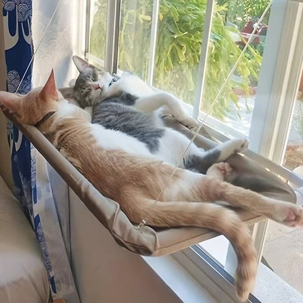 Hängande kattbädd, fastmonterad, beige