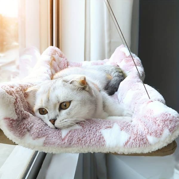 Hängande kattbädd, fastmonterad, beige