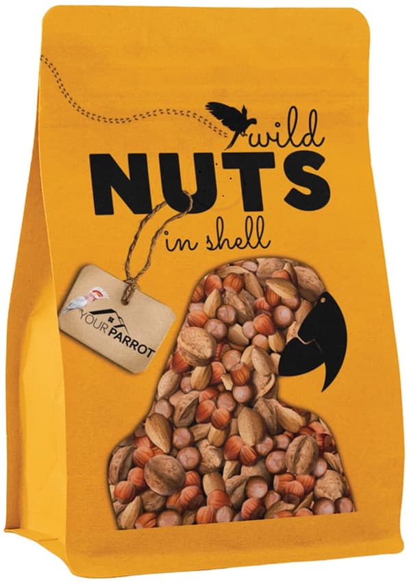 Din Parrot Wild Nuts in Shells Parrot Treat - nötblandning för medelstora och stora papegojor 1 kg