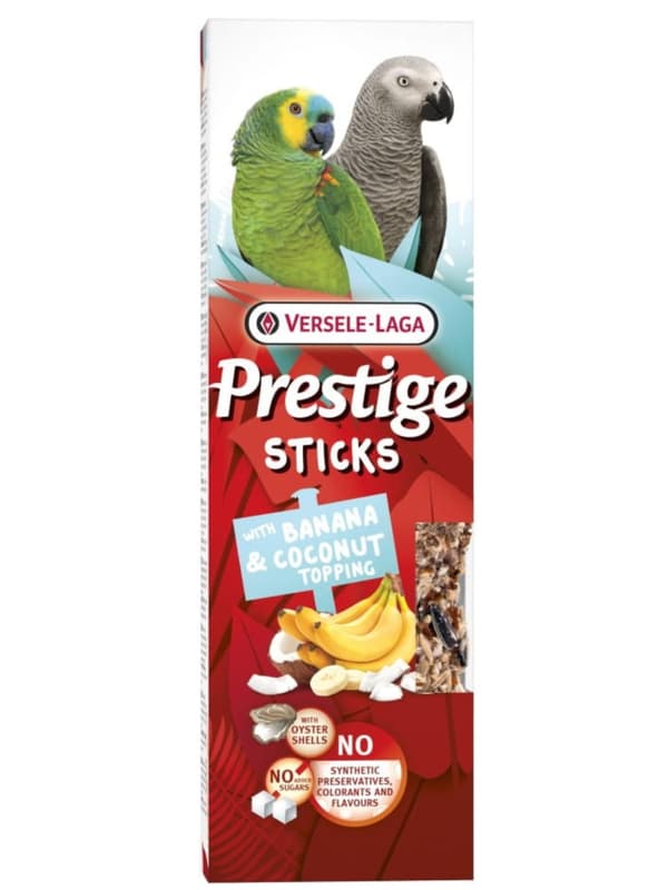 VERSELE LAGA Prestige Sticks Papegøjer med Banan- og Kokosfyld 140g - pinde med banan- og kokosfyld til store papegøjer