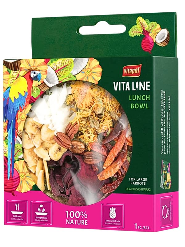 Vitapol Vitaline lounaskulho - luonnollinen välipala suurille papukaijoille
