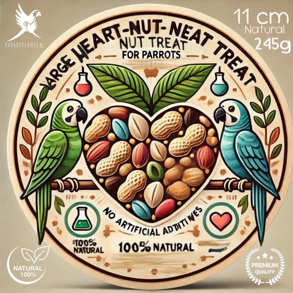 Parrot Planet - Papukaijan sydän - PÄHKINÄ - JÄTTIPÄHKINÄ - herkku kaikille papukaijoille 245 g