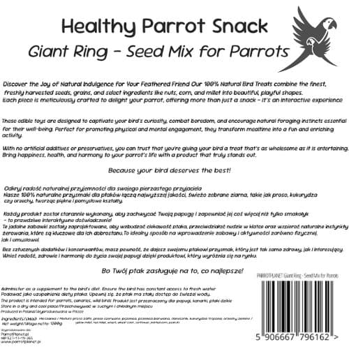 Parrot Planet - JÄTTE RING - 1,2 kg - snacks för alla papegojor
