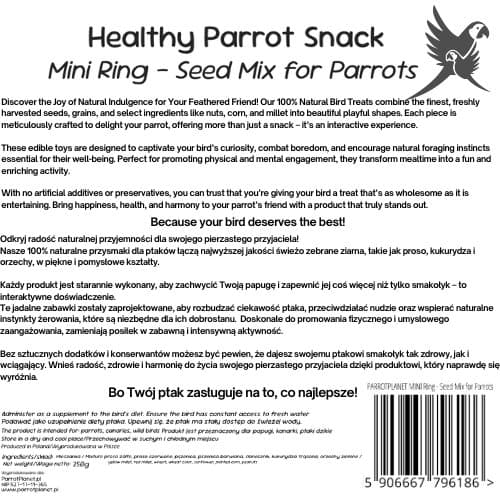 Parrot Planet - MINI RING - SIEMENSEOS - herkku kaikille papukaijoille 250g