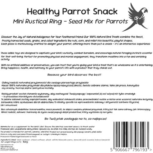Parrot Planet - MINI RUSTICAL RENGAS - herkku kaikille papukaijoille 160 g