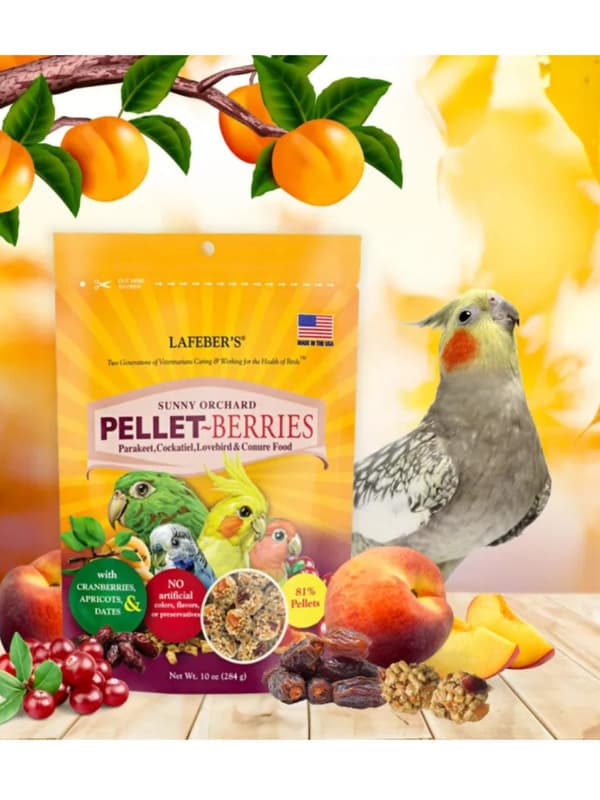 Lafeber Pellet-Berries Sunny Orchard - Kulformat foder för små och medelstora papegojor 284g