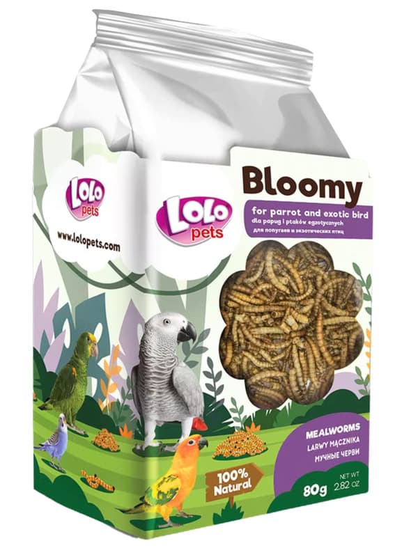 LoLo Pets Bloomy Mjölmaskar för papegojor och exotiska fåglar 80g