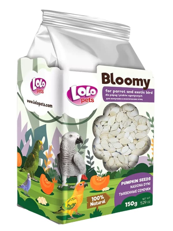 LoLo Pets Bloomy kurpitsansiemenet papukaijoille ja eksoottisille linnuille 150g