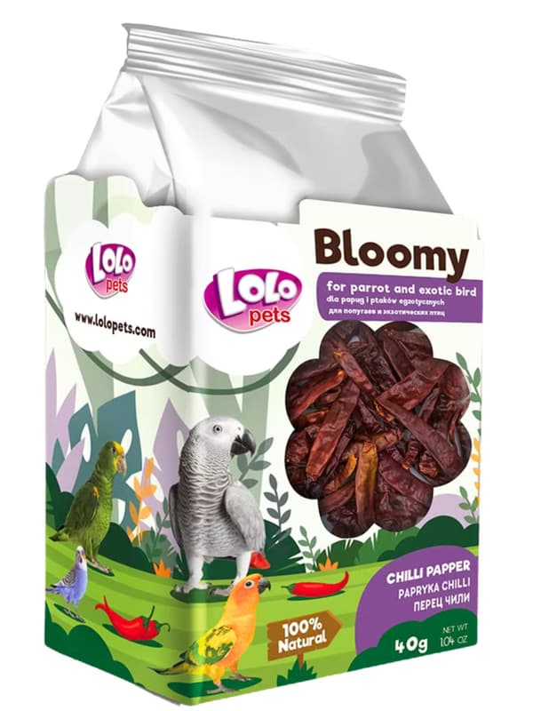 LoLo Pets Bloomy chilipeppar för papegojor och exotiska fåglar 40g