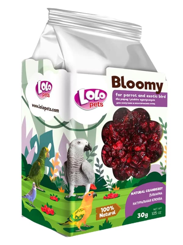 LoLo Pets Bloomy Tranbär för papegojor och exotiska fåglar 30g
