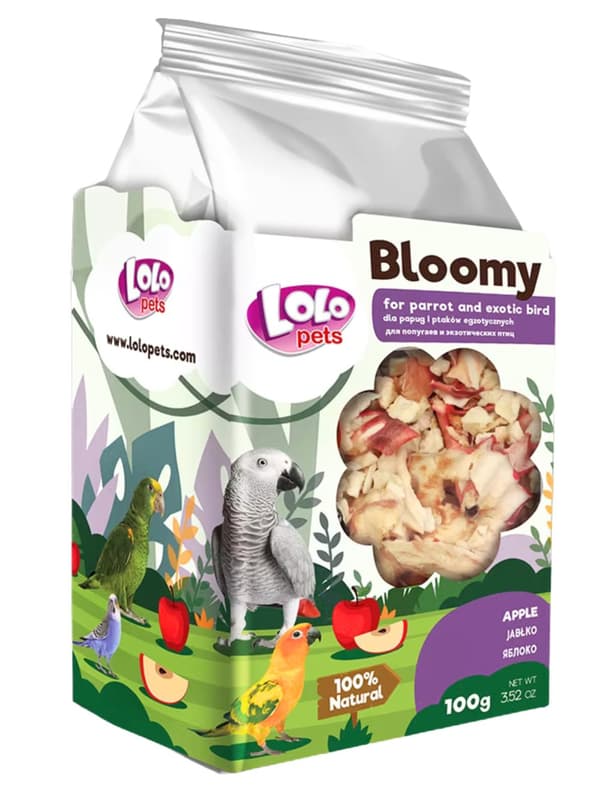 LoLo Pets Bloomy Apple för papegojor och exotiska fåglar 100g